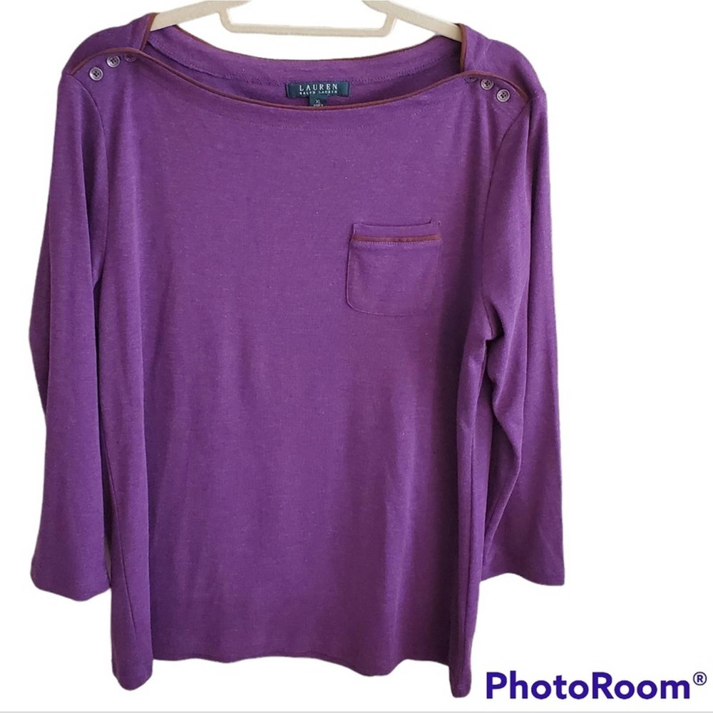 Lauren Ralph Lauren 3/4 Sleeve Purple Top, Size XL